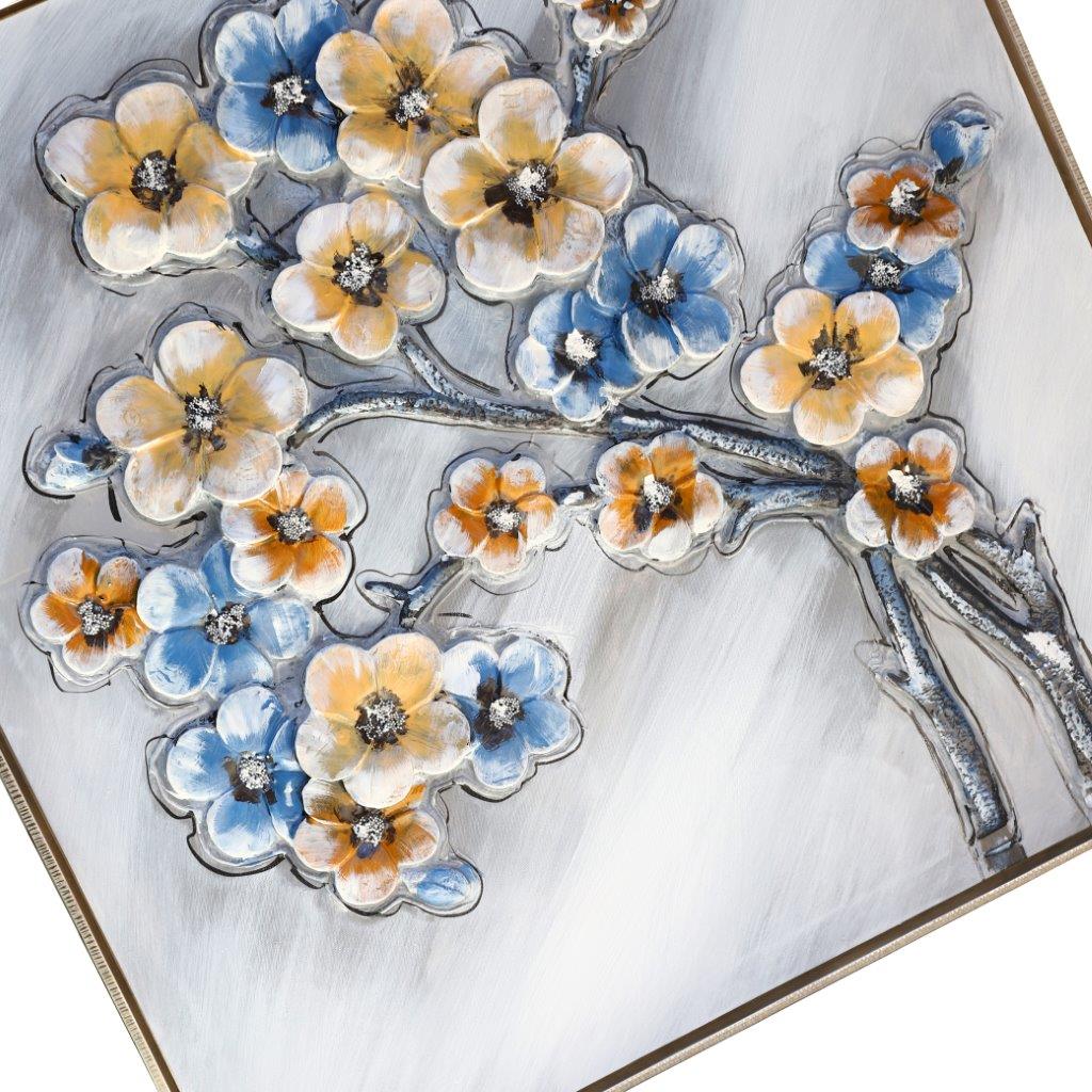 Home Decor Portrait Canvas Wall Art Abstract Colourful Floral Oil Painting PVC Frame 80*80*3.5 cm
