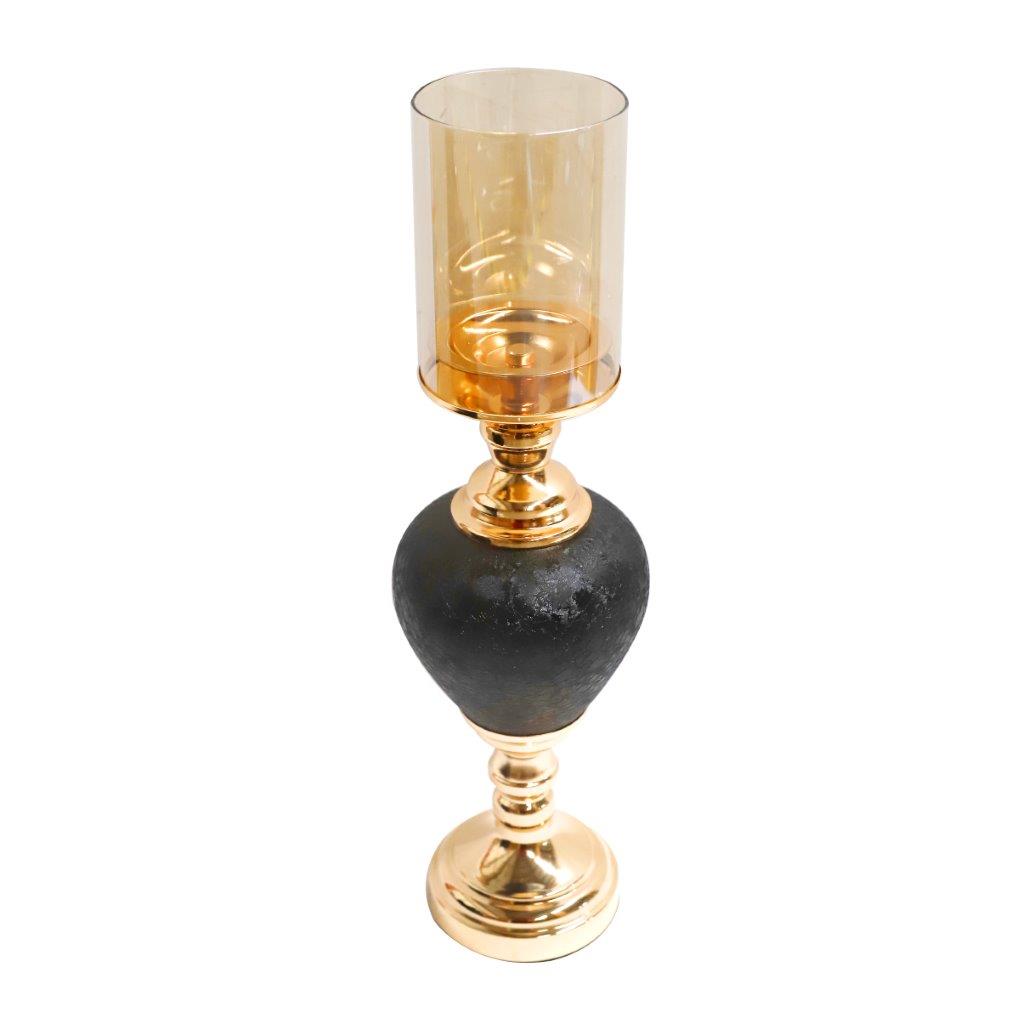 Elegant Glass Craft Black Candleholder Wedding Table Centrepiece 48*14 cm