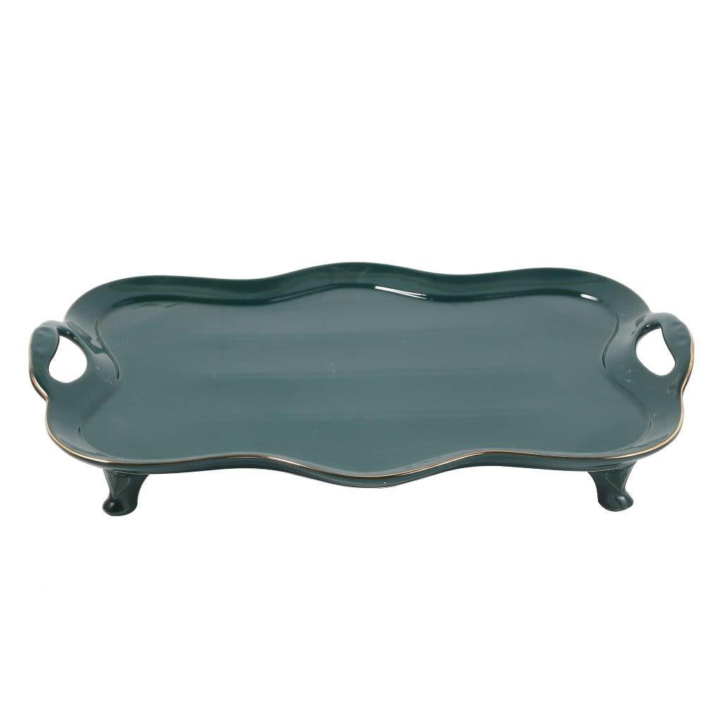 Ceramic Tea Cup and Saucer Set of 8 pcs with Teapot and Tray Turquoise Pearl Pot 1100 ml Cup 200 ml
