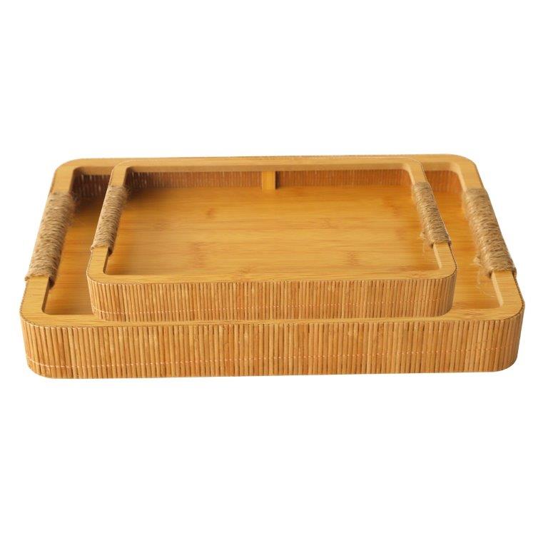 Abstract Deco Food Tray MDF Rectangle Serving Tray Set of 2 Pcs