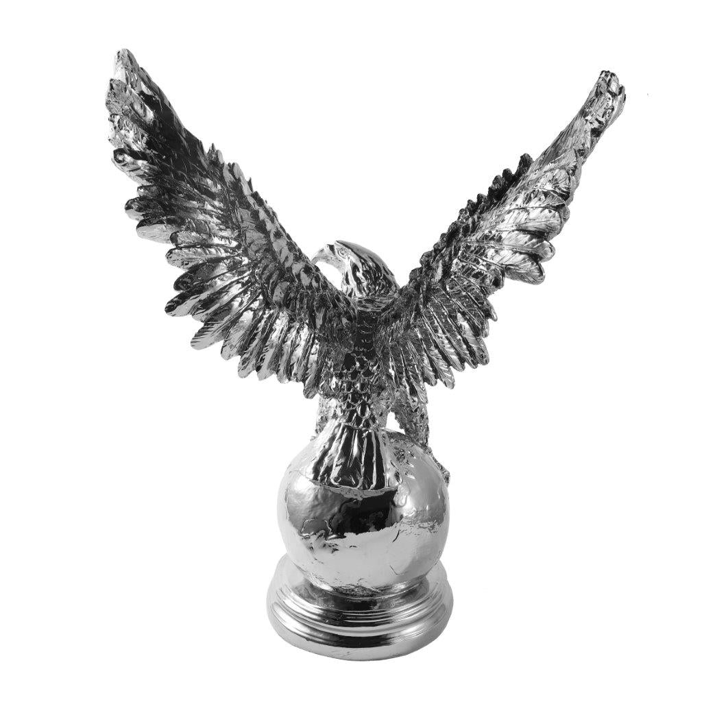 Silver Sculpture Statue Resin Figurine Eagle 47*22*62 cm
