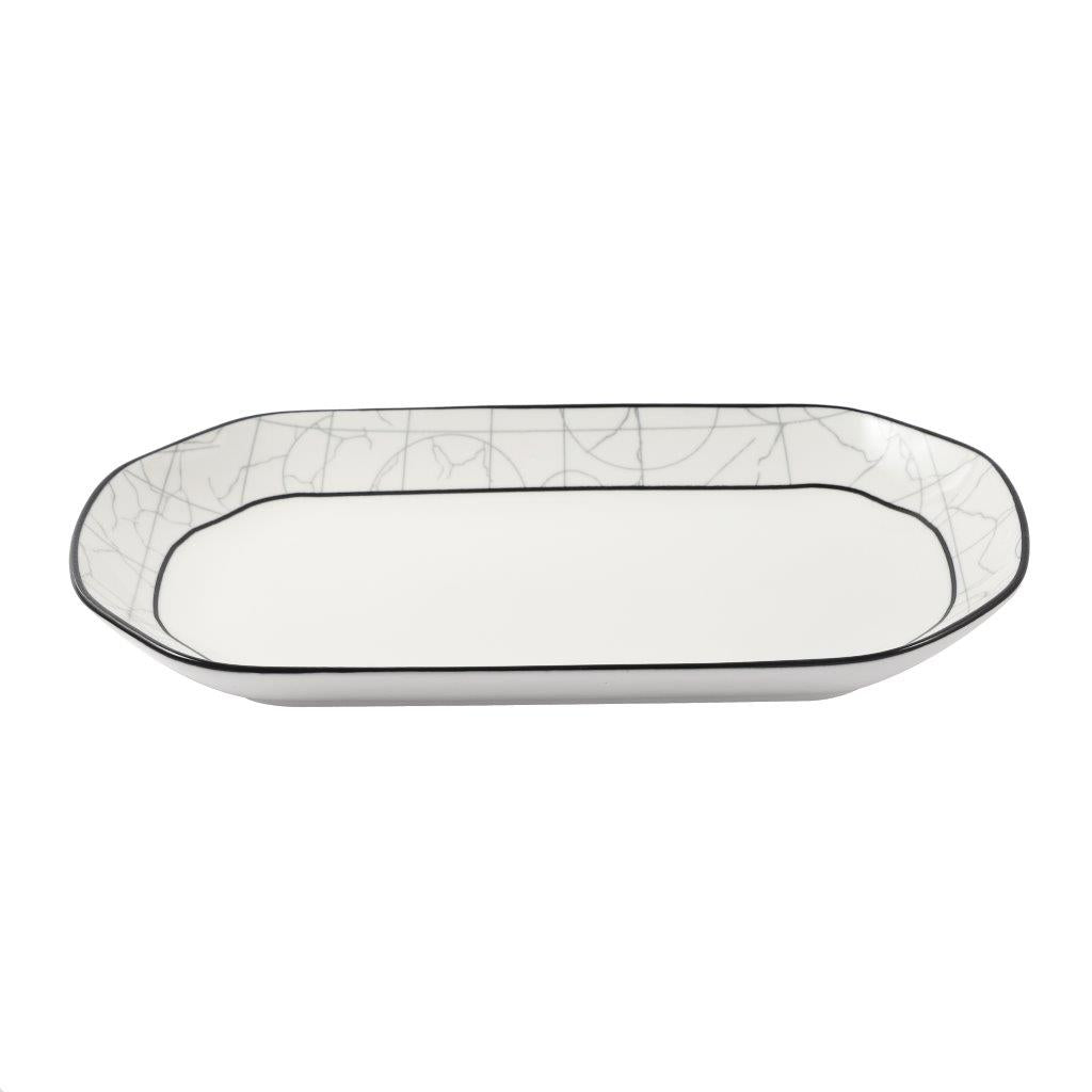 Abstract Print Ceramic Tableware Oval Serving Dish Plate 27 cm