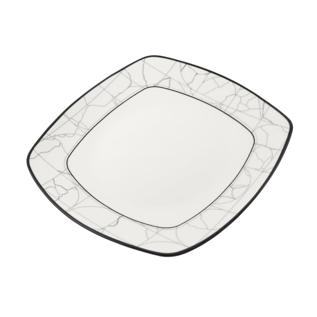 White Ceramic Abstract Print Tableware Rectangle Serving Dish Plate 10.5 cm
