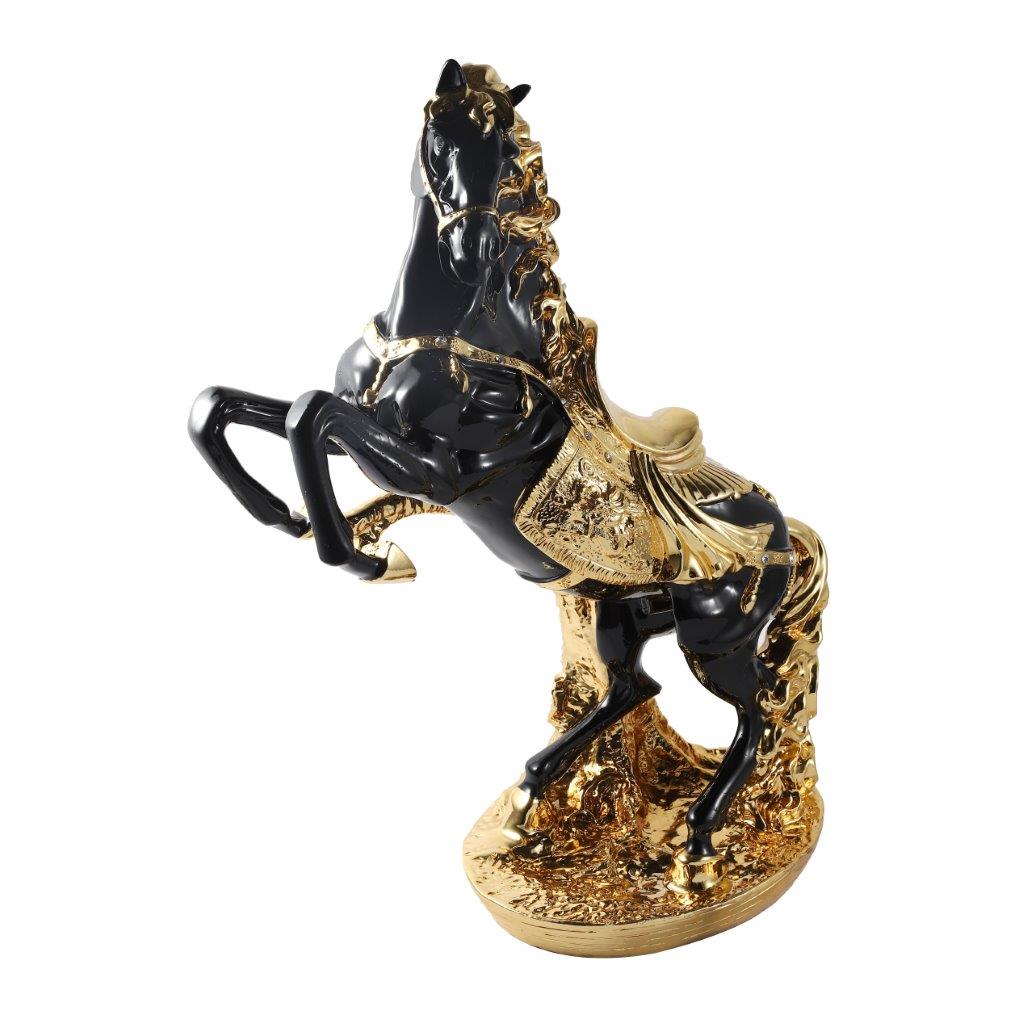 Black & Gold Sculpture Statue Resin Figurine Horse H58 cm