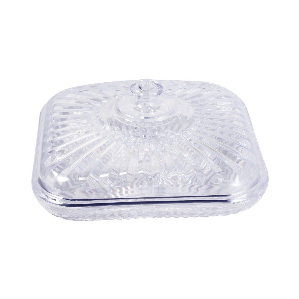 طبق تقديم أكريليك مقسم مع غطاء لفاكهة ومكسرات 28*14 سم