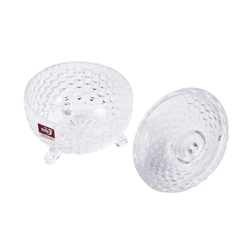 Crystal Glass Round Sugar Bowl Candy Jar with Lid 9.9*14.5 cm