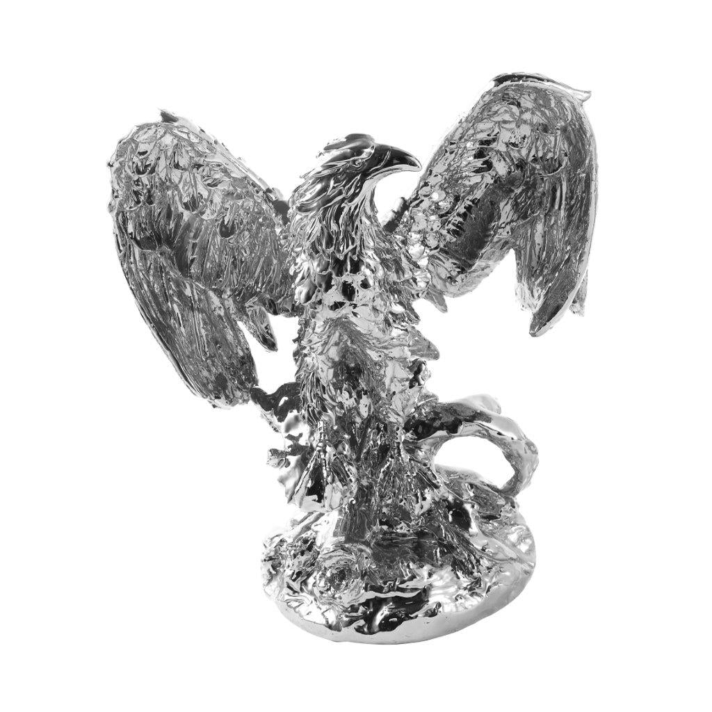 Silver Sculpture Statue Resin Figurine Eagle 33*25*43 cm