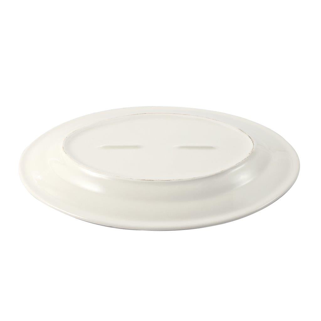 White Ceramic Floral Print Tableware Oval Serving Dish Plate 12''