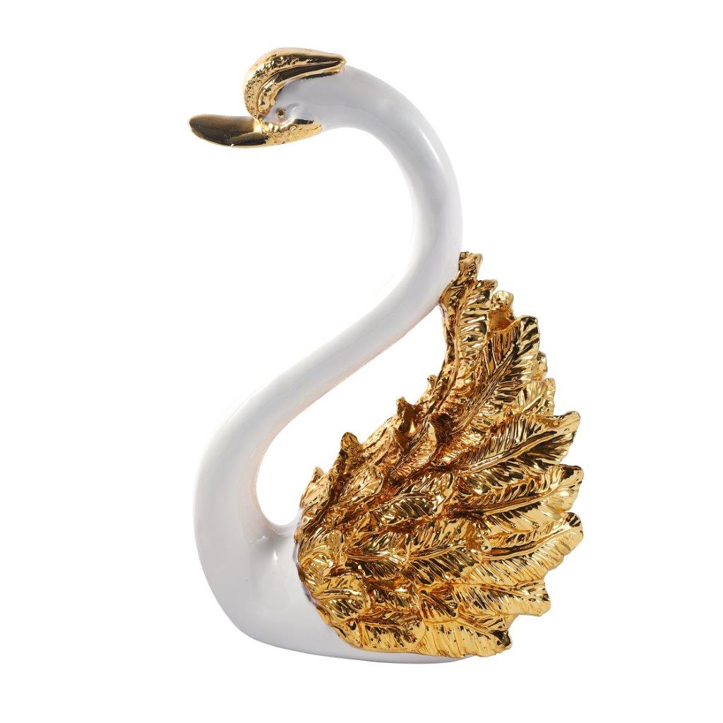 White Sculpture Statue Resin Figurine Swan 23*15*35 cm