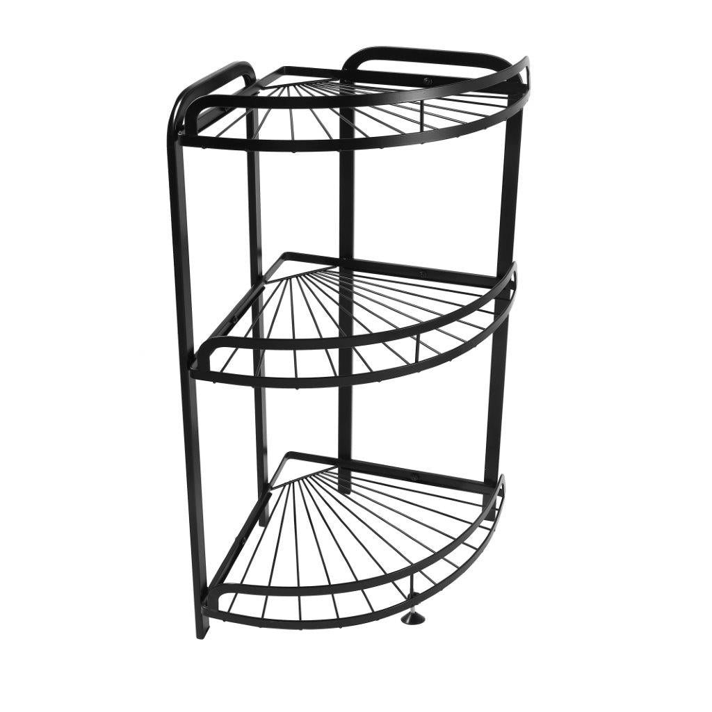 Kitchenware Black Metal Fruit and Vegetables Rack Fruit Shelf 3 Tier 23.7*23.2*56.5 cm