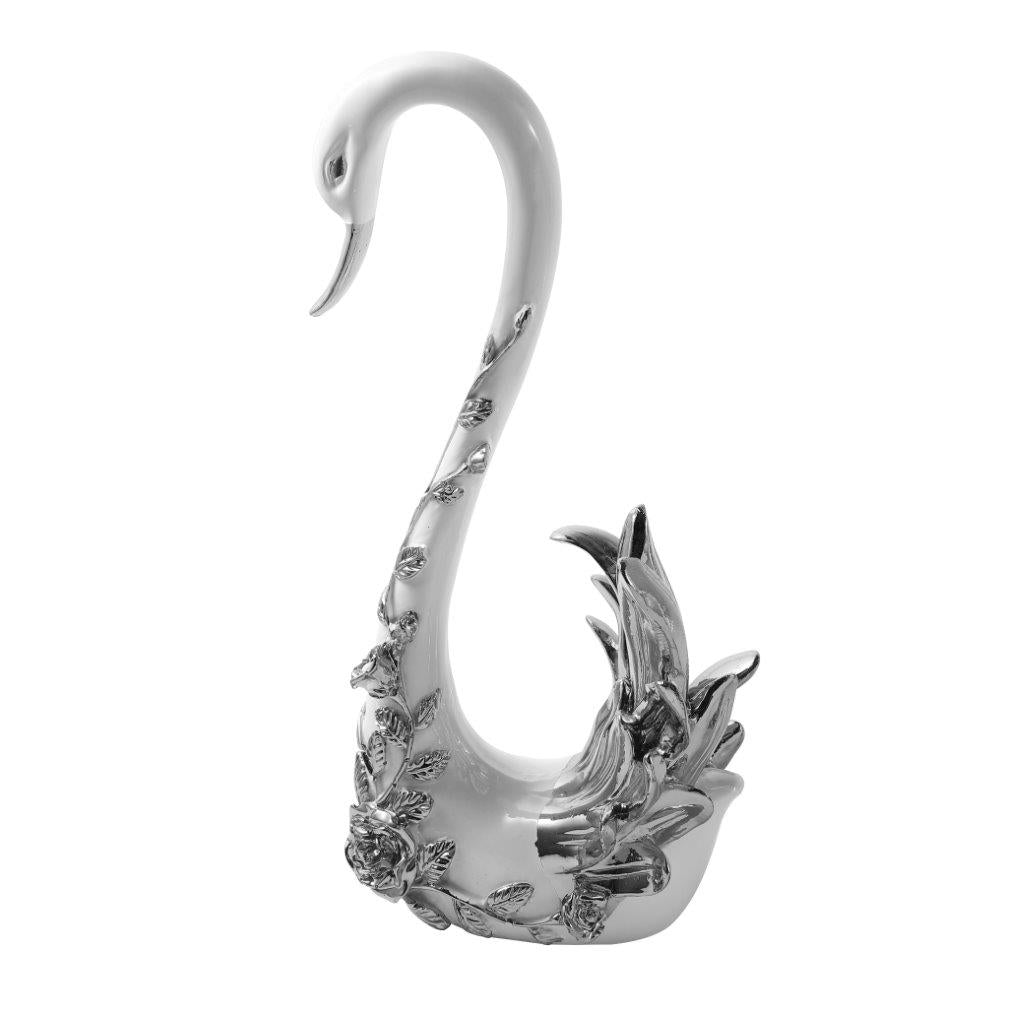 White Sculpture Statue Resin Figurine Swan 15*8*34 cm
