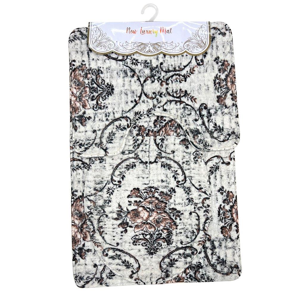 Soft Polyester Abstract Design Non Slip Water Absorbent Rectangular Bathmat Set 50*80/50*40/38*44 cm