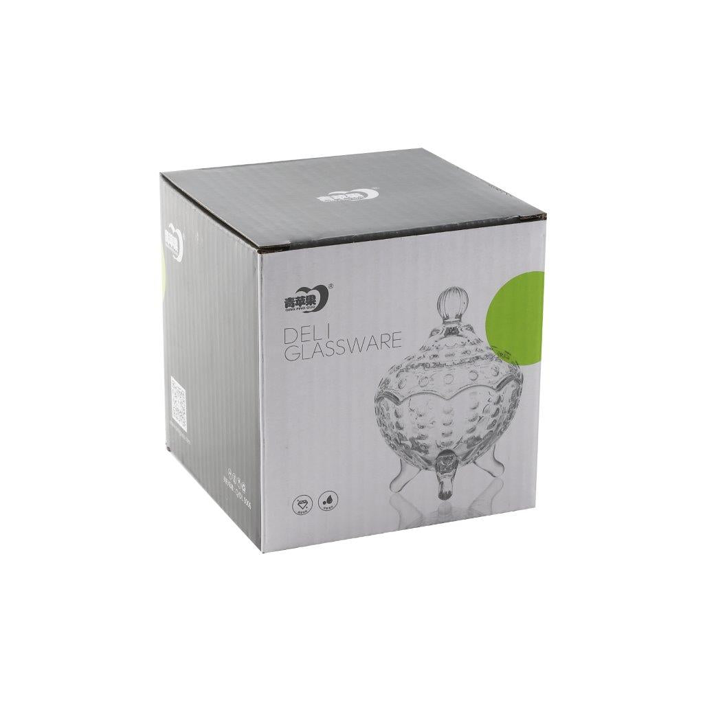 Crystal Glass Dome Shape Sugar Bowl Candy Jar with Lid D - 9 cm ; 13 - cm