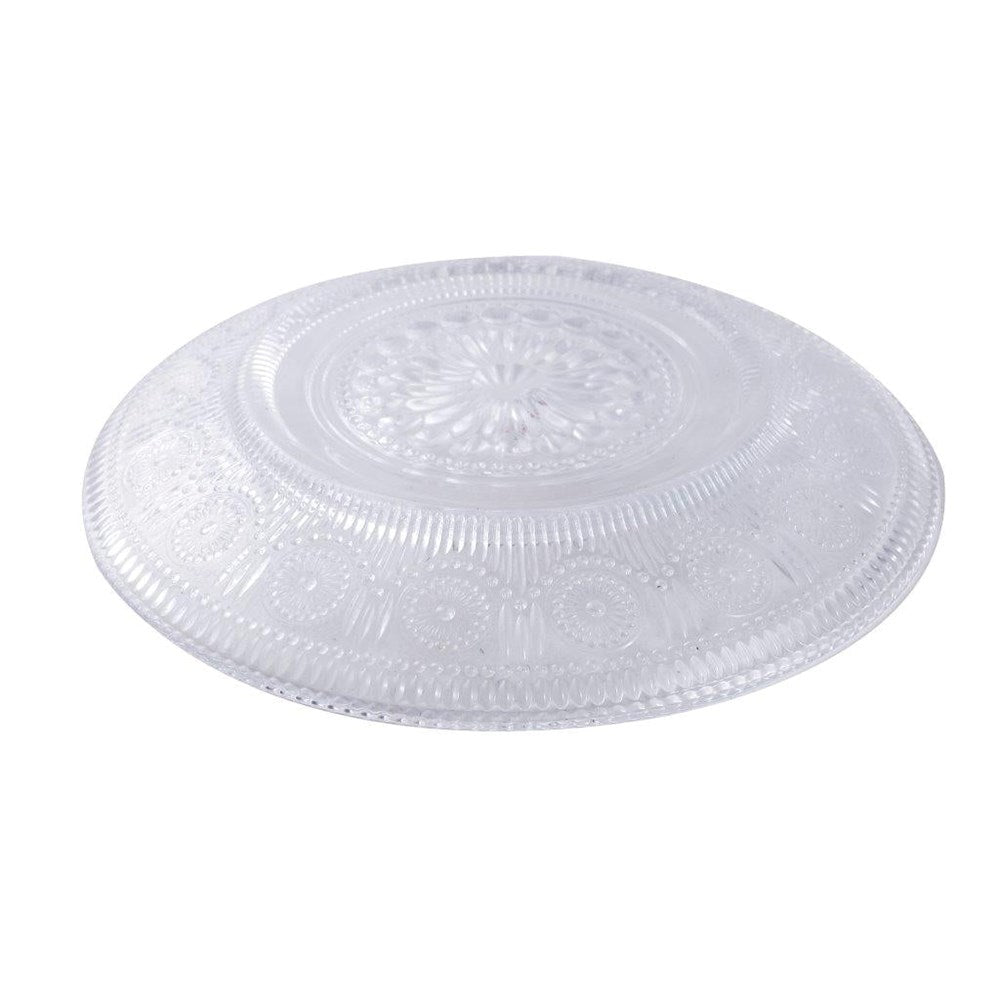 Engraved Design Clear Glass Tea Cup with Saucer Set of 6 210 ml