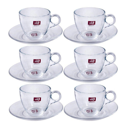 Glass Tea Cup with Saucer Set of 6 190 ml