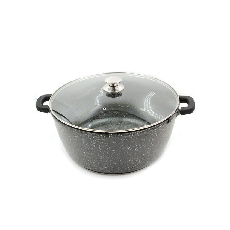 Non Stick Marble Coated Die Cast Aluminium Casserole Black Induction (28cm)