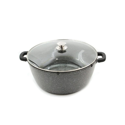 Non Stick Marble Coated Die Cast Aluminium Casserole Black Induction (28cm)