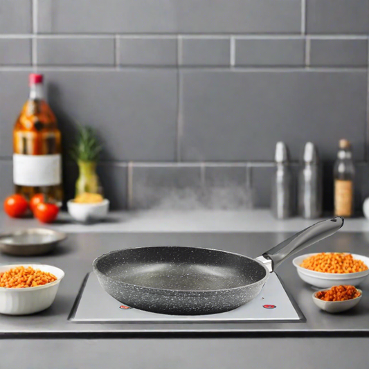 Non Stick Marble Coated Die Cast Aluminium Frypan Black Induction (28cm)