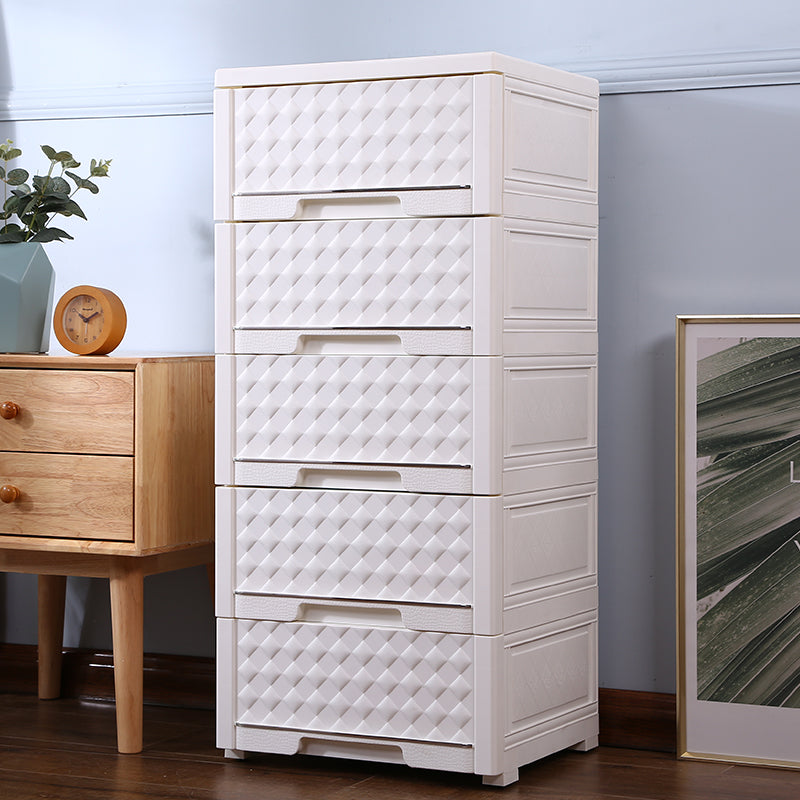 Multipurpose 5 Tier Modular Knockdown Drawer Storage Cabinet White 42*37*95 cm