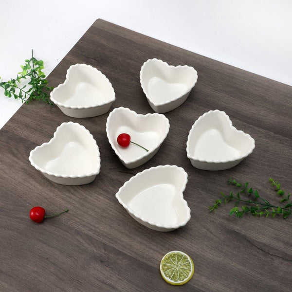 Dessert and Nuts Bowl Heart Shape Set of 6 pcs 4.5 Inch