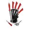 Bass Brand Premium Quality Stainless Steel Chef Kitchen Knife Set of 8 Pcs Red Handle 30 cm