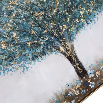 Home Decor Landscape Canvas Wall Art Abstract Turquoise Floral Oil Painting PVC Frame 80*120*3.5 cm