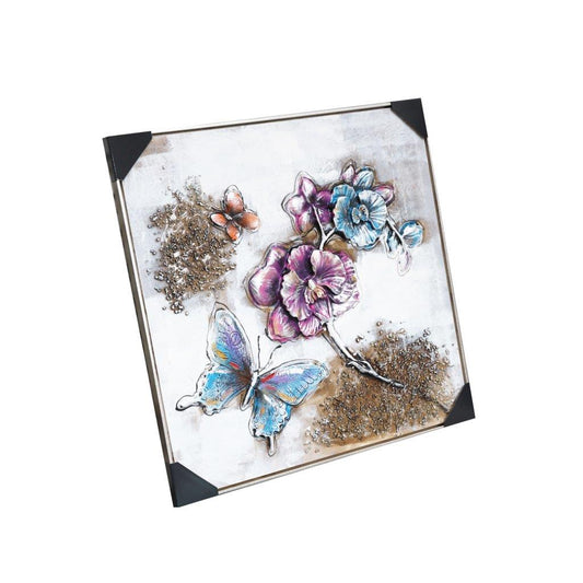 Home Decor Landscape Canvas Wall Art Abstract Butterfly Floral Oil Painting PVC Frame 80*80*3.5 cm