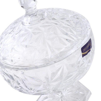 Crystal Glass Footed Sugar Bowl Candy Jar with Lid