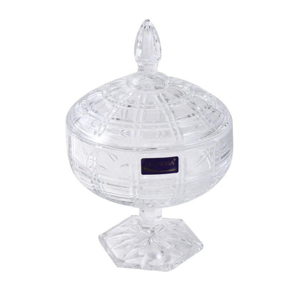Crystal Glass Footed Fruit Bowl Candy Jar with Lid