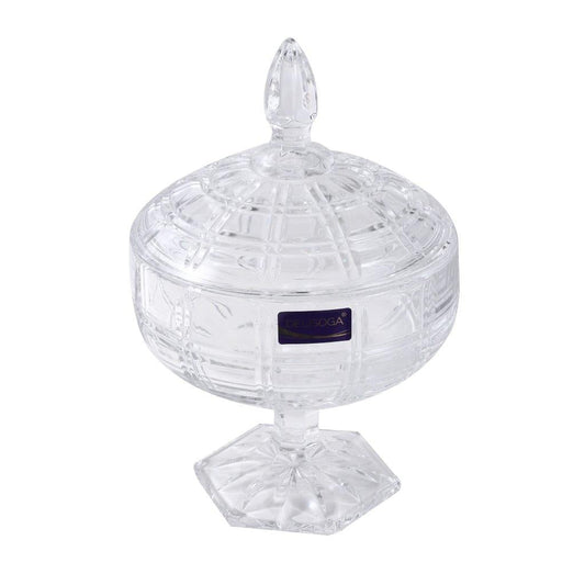 Crystal Glass Footed Fruit Bowl Candy Jar with Lid