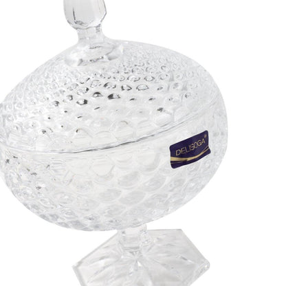 Crystal Glass Footed Fruit Bowl Candy Jar with Lid
