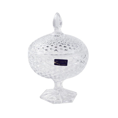 Crystal Glass Footed Fruit Bowl Candy Jar with Lid