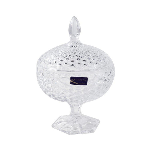 Crystal Glass Footed Fruit Bowl Candy Jar with Lid