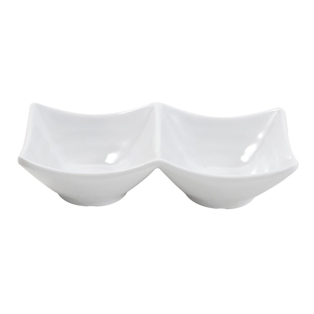 طبق ميلامين مقسم صغير مع وعاء غمس وطبق صلصة 16*8 سم