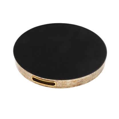Deco Gold Round Mirror Base Floral Print Serving Tray Set of 2 Pcs 36/40 cm