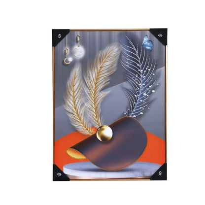 Home Decor Portrait Canvas Wall Art Modern Abstract Feather Oil Painting Picture Frame 62*82 cm