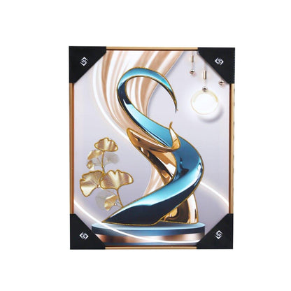 Home Decor Portrait Canvas Wall Art Modern Abstract Art Turquoise Oil Painting Picture Frame 42*52 cm