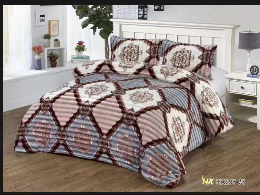 طقم أغطية سرير مطبوع بتصميم تجريدي مع غطاء وسادة مكون من 3 قطع غطاء سرير 230*230 سم غطاء وسادة 50*70*2 سم