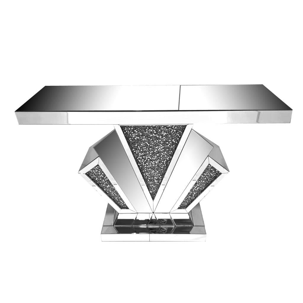 ديكور منزلي فاخر للمدخل مع مرآة فضية مرصعة بالكريستال والألماس 36*120*78 سم