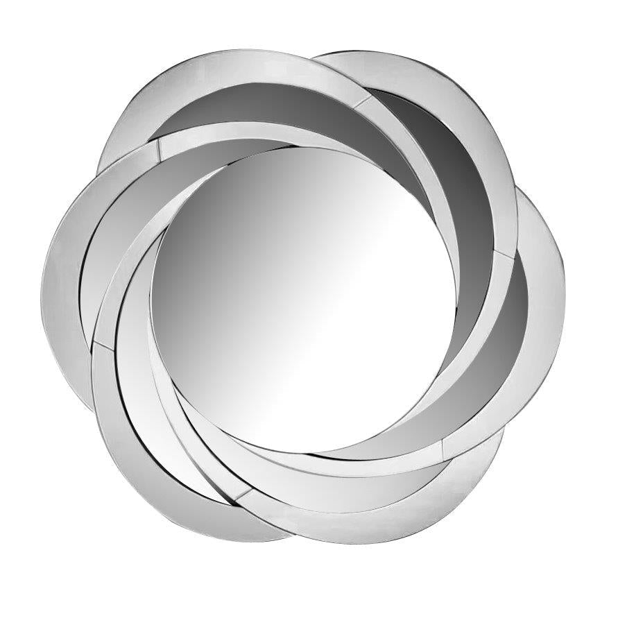 ديكور منزلي فاخر للمدخل مرآة كريستالية تجريدية ثلاثية الأبعاد على شكل مرآة فضية 90*90 سم