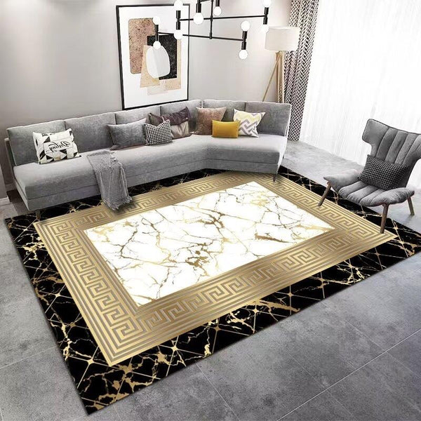 Cliver Thunder Art Design Machine Woven Indoor Area Rug Carpet Elegant Cream and Black with Greek Key Design Border 200*300 cm