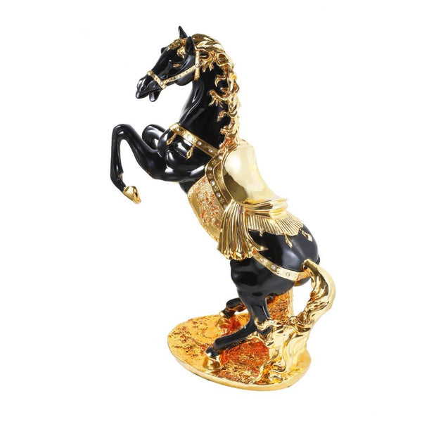 Sculpture Statue Resin Figurine Horse Metallic Gold and Black Color 25*13*28 cm