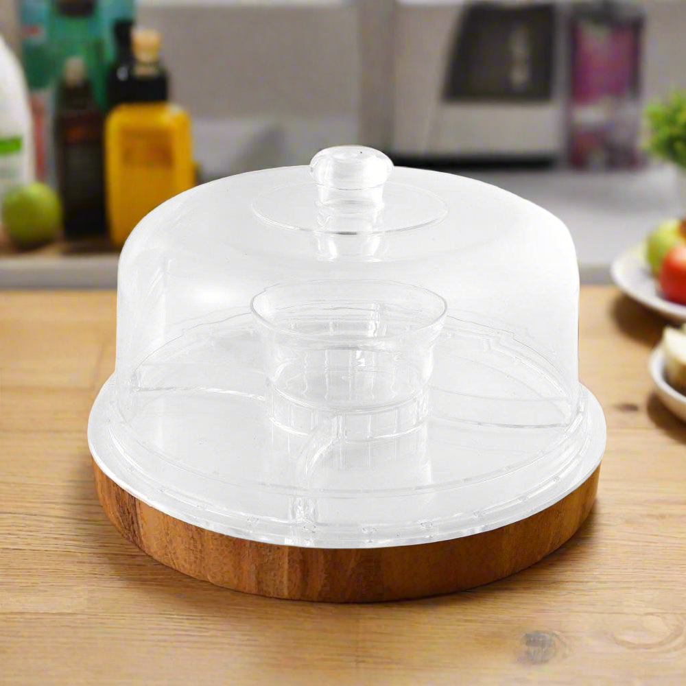 Acrylic Multifunctional Dip and Cake Platter, 31*17 cm, perfect for serving dips, cakes, and appetizers.