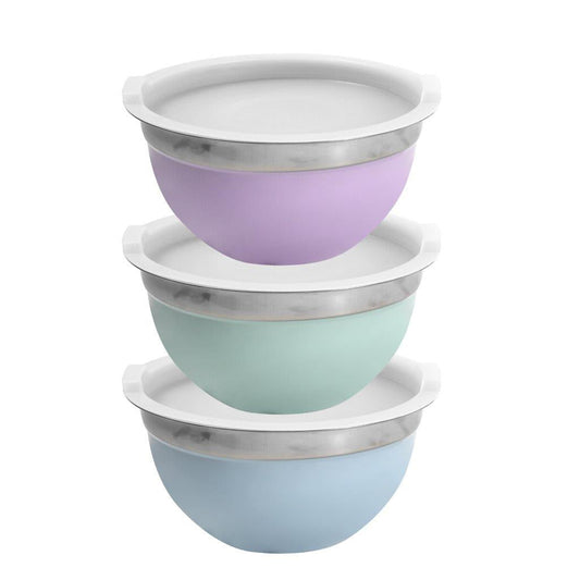 مجموعة أوعية تقديم وخلط من الفولاذ المقاوم للصدأ متعددة الألوان من 3 قطع 18*9.5/22*11/26*12 سم