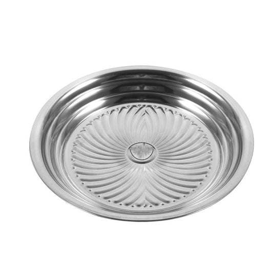 صينية تقديم دائرية من الفولاذ المقاوم للصدأ بنمط تايلاندي عتيق مقاس 26 سم