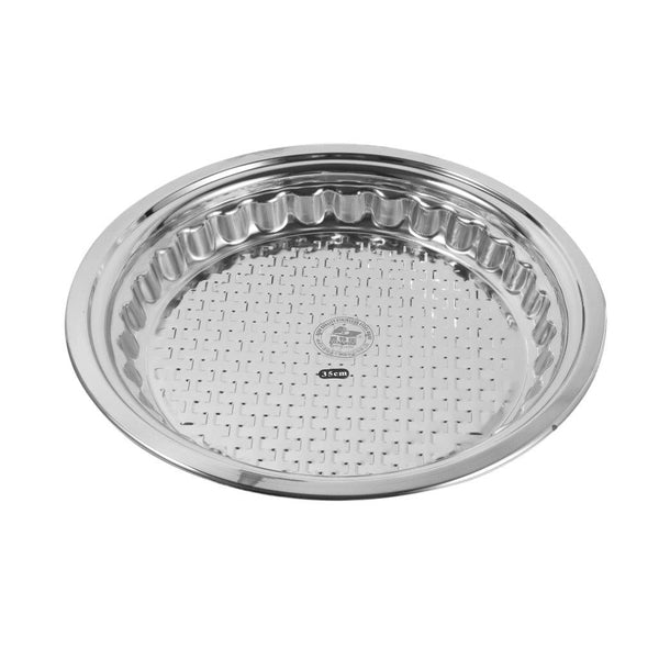 Stainless Steel Contemporary Style Hammered Pattern Round Serving Tray 50 cm