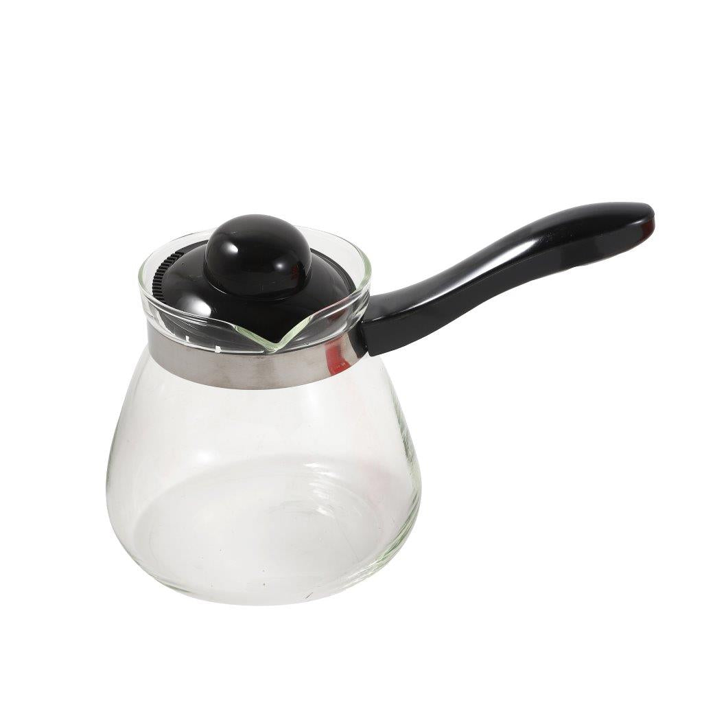 Contemporary Glass Coffee Pot Warmer with Lid & Handle 0.8 litre