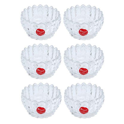 Crystal Glass Round Sugar Bowl Candy Jar Set of 6 Pcs 243 ml