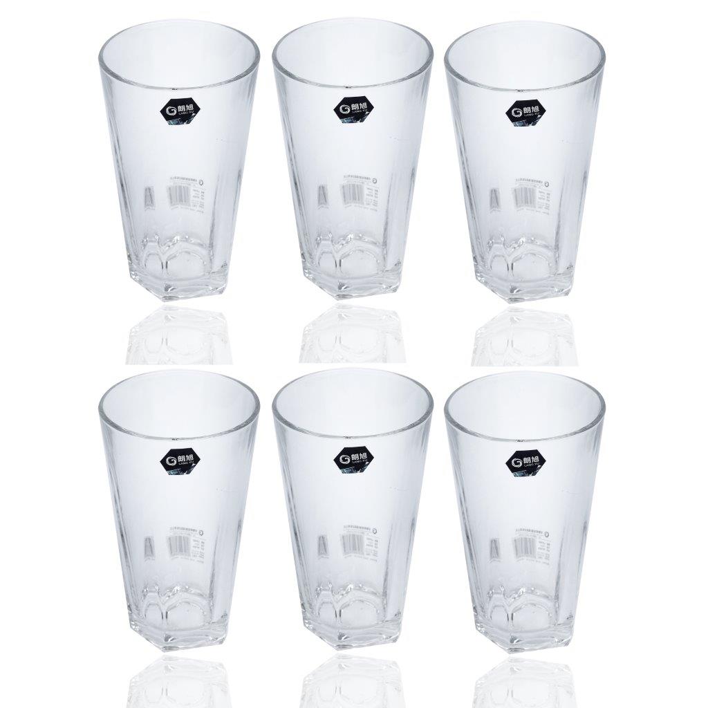 طقم أكواب زجاجية فاخرة خالية من الرصاص مكون من 6 قطع بسعة 355 مل