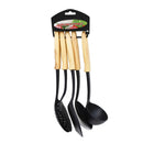 Wooden Handle Kitchen Utensil Spoon Set of 5 Pcs (check material) 31 cm